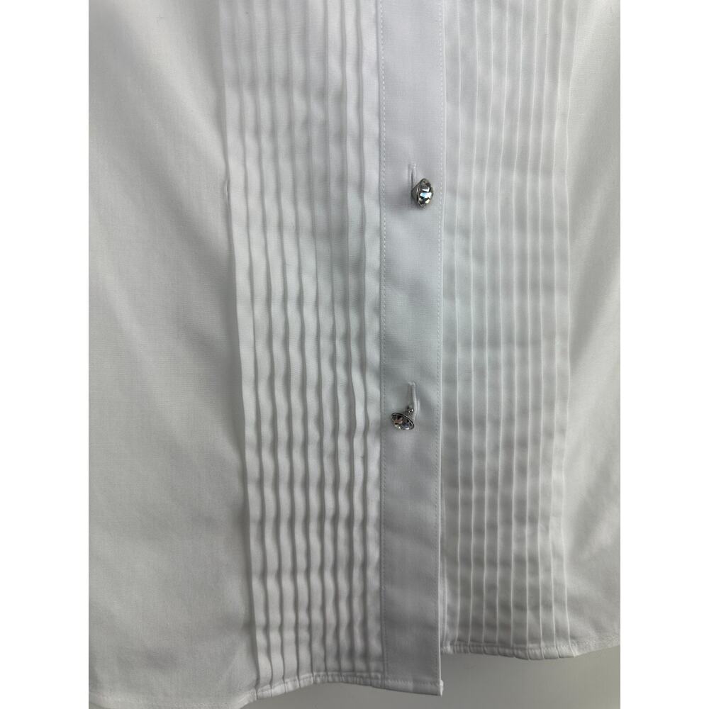 NWT Talbots Pleated Diamond Button Up Shirt LS Wrinkle Resistant White Size 14 - Picture 6 of 16